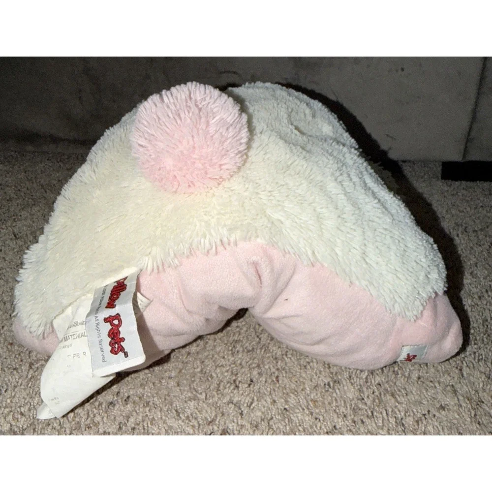 Pillow Pets Bunny Rabbit Plush White Pink Spotted Ears Polka Dot Pink Bottom